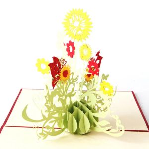  3D Blumenpapier Grußkarten Weihnachten Geburtstag HAPPY New Year Danke Einladungskarte Festliche Partyzubehör Zz