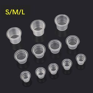 100pcs Tattoo Ink Pigment Cup Large Medium Small Ring Color Milk Microblading Cap Lip Eyebrow Bleaching Supplies Color Cream