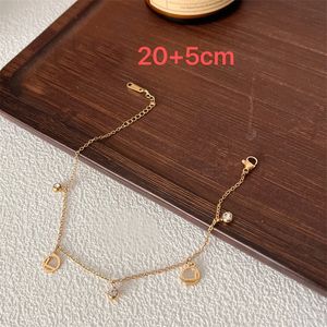 Women Desinger Anklets 18k Gold Plated Summer Stainless Steel Pendant Chain Leg Jewelry Fashion Accessories Gift