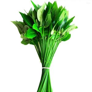 Decorative Flowers 20 Pcs With Leaf Plastic Flower Stems Handmade Rose Sunflower Carnation Green Arrangement Material