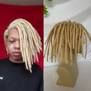 Toupees 10x8IN Полное кружевное основание Afro Dreadlock Extensions 8 -дюймовый Toupee для мужчин и женщин 0,6 см. LOC Extensions Human Hair #613 Blonde Color