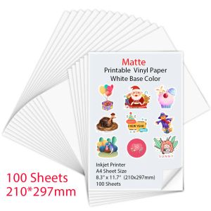 Schablonen 100 Blätter A4 Selfadhäsive matte druckbare Vinylaufkleberpapier für Tintenstrahldrucker DIY Crafts Kopierpapier Tintenstrahldrucker Papier