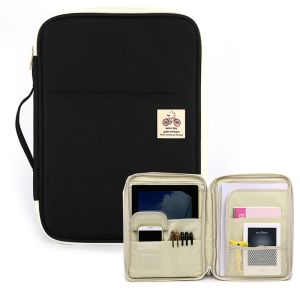 Pasta Novo portfólio de bolsas de documentos A4 multifuncionais Organizer à prova de água da água com zíper para iPads, notebooks, canetas