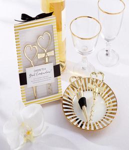 Düğün iyilikleri şarap şişesi açıcı kalp şekilli yenilik harika kombinasyon tirbuşon tıpa zarif kalp setleri hediyeler9768814