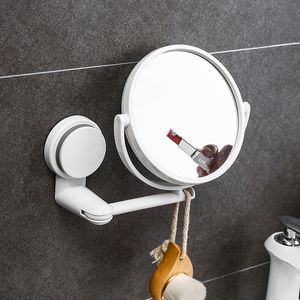 Cross-border Bathroom Punch-free Folding Round Makeup Mirror Wall-mounted Rotating Double-sided Magnifying Beauty Mirror Dressing Mirror