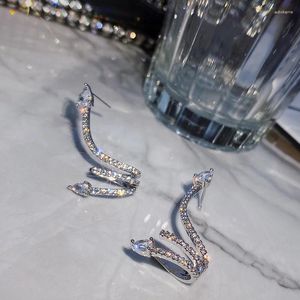 Kolczyki stadninowe Trendy kryształowy wąż dla kobiet błyszcząca krineston cZ cyrkon oświadczenie impreza mody biżuterii