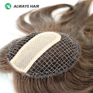 Toppers tp27 integrazione di alta qualità pesce capelli netti pezzi di seta toupee topper topper cuticola cinese remo capelli umani