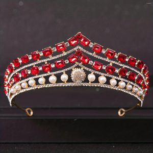 Klipy do włosów barokowe kryształowe tiary i korony Rhinestone Prom Princess Diodem Crown Bridal Wedding Akcesoria Biżuteria Tiara Prezent