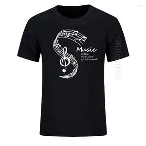 Men's T Shirts Summer T-Shirt Men T-Shirts Music Is The Of Mind Print Tshirt Crew Neck Cotton Casual Clothing