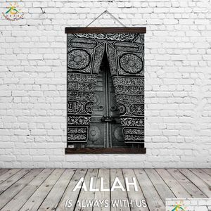 Paintings Islamic Art Mecca Kaaba Wall Canvas Prints Painting Scroll Hanging Poster Pictures Home Decoration 240403 Drop Delivery Gard Dh9Bi