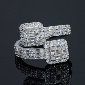 Square Moissanite for Men Iced Out Rings Women S Sier Wedding Ring Finger Jewelry Pass Diamonds Tester Free Shipping