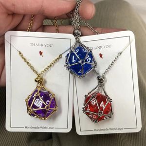 Pendant Necklaces Board Game Acrylic 20D Dice Necklace Metal Net Cage Interchangeable Accessories Lovers Fans Gift Props