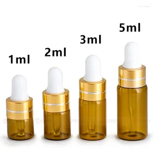 収納ボトル100 x 1ml 2ml 3ml 5mlミニ空のガラスドロッパーボトル小さなサンプルポータブルエステニシャルオイルリキッドアンバー