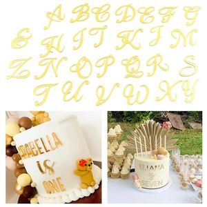 Bedding Sets Golden Acrílico 26 Letra Inglesa Letra Alfabeto Decoração de Bolo de Decoração Para Festa de Aniversário Casamento Sobremesa Diy Diy Topper