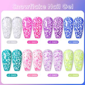 LILYCUTE 7ML Snowflake Gel Nail Polish Semi Permanent UV Gel Pink White Snow Sequins Gel Nails Art Design Varnish Manicure