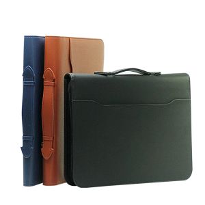 Bag High Quality Leather Zipper Business Office PU Leather File Folder A4 Manager Bag Portfolio Briefcase with Handles Calculator