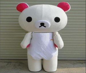 White Rilakkuma Mascot Costumes Animerade tema Japanese Bear Animal Cospaly Cartoon Mascot Character Halloween Purim Party Carniva9820061