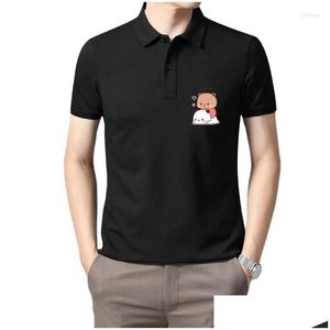 Mens Polos S Bubu Dudu Panda Bear T Shirt Cartoon Love You Coumple Tops Cute Print 2023 Summer O-Neck Pure Cotton Casuare Harajuku dhwij