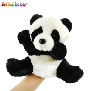 20cm Panda Doll Hand Puppet Cute Tiger Plush Toys Stuffed Panda Hand Puppets Educational Fairy Tale Theater Props Children 240328