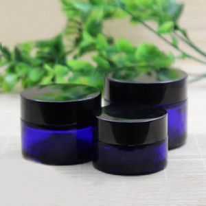 Storage Bottles 20G Blue Glass Jar Pot Tin Moisturizer Mask Essence Gel Serum /eye Cream/ Day Night Hyaluronic Skin Care Cosmetic Packing