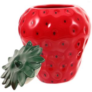 Förvaringsflaskor jordgubbar keramiska burk dekorativa burkar med lock kakor tins kaffe kan
