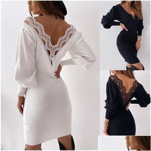 Vestidos casuais básicos S-3xl plus size mulheres vestido de inverno de outono fêmea fêmea de manga longa Colo