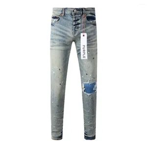 Damenhosen Lila Markenjeans 1:1 Mode Hochwertige Reparatur Low Rise Skinny Denim