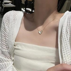 Pendanthalsband utsökt sexig vit persika hjärta rostfritt stål halsband för kvinnor flickor mode clavicle chain party gåva grossist