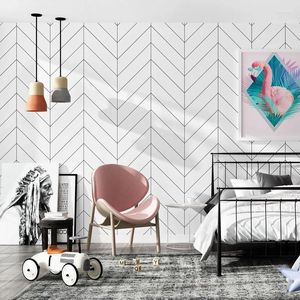 Wallpapers Nordic Style Wallpaper Modern Simple Geometric Pattern Vertical Stripe Clothing Store Bedroom Living Room TV Background