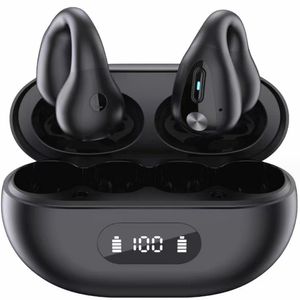 Q80 True Wireless Earbuds Open Ear Headphones Bluetooth 5.2 Clip-on Sport Bone Conduction Earphones with battery display