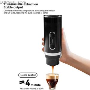 Cafeteiras de cafeteiros portátil Italian Espresso Machine 3 em 1 cápsula em pó de pó de instalação de carros externos elétricos Máquina de café sem fio Carregamento rápido Y240403