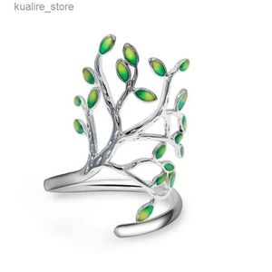 Cluster Rings USPS Shipping Green Life Tree Open Ring for Women Foldable Ring for Women Wedding Jewelry Decoration Gift HR303 L240402