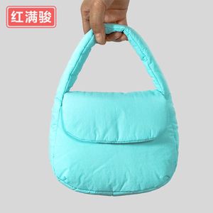 2024 novo algodão FLAP Handheld Bag Small Candy Color ombro único Bolsa de crossbody