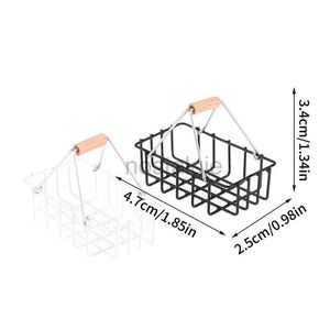 Kök spelar mat 1 12 dockhus mini shopping korg dolls hus metall korgar modell dollhouse tillbehör låtsas spela leksaker 2445