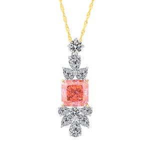 Elegante collana a sospensione ad alto diamante in argento artigianale a mano, design a taglio della principessa, gioielli di moda