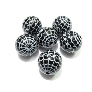 Perlen Großhandel neueste 20 mm 100pcs/Bag Acryl feste Druckspinnen -Webperlen für klobige Halloween Kids Halskette/Schmuck