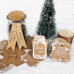 Decorazione per feste 50pcs Merry Christmas Kraft Tag regalo grazie Forma bottiglia Messaggio di carta Tag Etichetta Craft Etichetta Xmas Favor