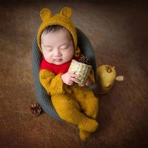 Photography Infant Photography Outfit Hat & Jumpsuits Set Photo Studio Props Universal Baby Bear Costume Newborn Suits Shower Gift Dropship