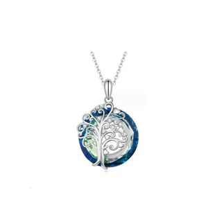 Self Product 925 Sterling Silver Blue Life Life Tree Pingente de pingente para mulheres Jóias de luxo Presente do Dia das Mães 240329