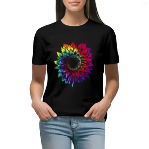 Kadın polos kravat boya retro ayçiçeği kadınlar Blackcotton S-5XL (1) T-shirt yaz üstü Kore moda elbisesi artı boyutu