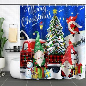 Shower Curtains Colorful Curtain Stylish Festive Christmas Set Patterned Holiday Bathroom Decor With Xmas