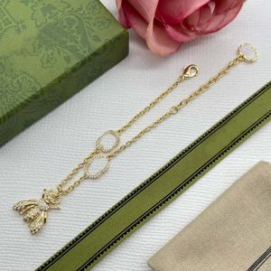 Luxury Design Bangles Brand Letter Bracelet Chain Famous Women 18K Gold Crystal Rhinestone Pearl Wristband Link Chain Couple Gifts Jewerlry Accessories