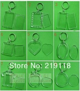 50 pcslot Blank Acrylic Keychains Insert Po plastic Keyrings Square Key Rectangle heart circular7846502