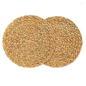 Table Mats Handmade Natural Mat Water Hyacinth Woven Placemat Round Heat-resistant Insulation Non-slip 18/20/25cm