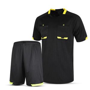 Homens profissionais uniformes de árbitro de futebol define camisas de futebol kits macios camisas shorts terno respirável secagem rápida impressão personalizada 240325