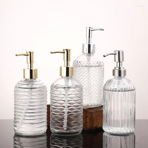 Liquid Soap Dispenser 400ml Empty Press Type Clear Matte Glass Vintage Containers Bottle Bathroom Sink Accessory