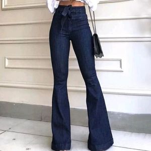 Jeans para mulheres primavera e outono estilo highwaisted slimfittlel wideleg calças microfared 240403