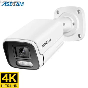 Outras câmeras CCTV Novo 4K 8MP IP Camera Audio Outdoor Poe H.265 Metal Bullet CCTV Home 4MP Color Night Vision Câmera de segurança Y240403