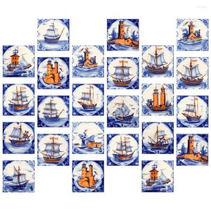 Wallpapers 24 Pcs Tile Stickers Tiles For Bathroom Pool Wall Backsplash Background Pvc Kitchen DIY Decor