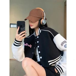 Deeptown Cropped Baseball Jacket Women Women Fashion coreano oversize kpop streetwear college varsity giacche vintage y2k short cappotto 240320